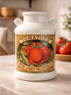 Vintage - MANN 1981 - Tomatoes Wayne County Preserve Tomato Mill Jug